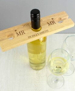 Personalised Married Couple Wine Glass & Bottle Butler