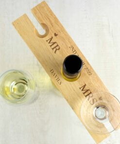Personalised Married Couple Wine Glass & Bottle Butler