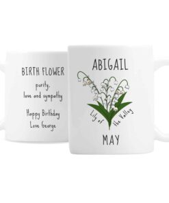 Personalised May Birth Flower – Lily Of The Valley Mug
