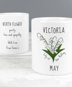 Personalised May Birth Flower – Lily Of The Valley Mug
