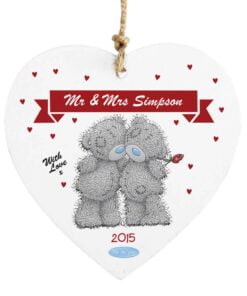 Personalised Me to You Couple Wooden Heart Decoration