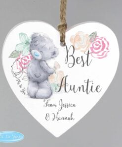 Personalised Me to You Floral Wooden Heart Decoration