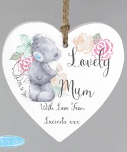 Personalised Me to You Floral Wooden Heart Decoration