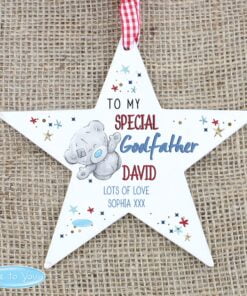 Personalised Me to You Godfather Wooden Star Decoration