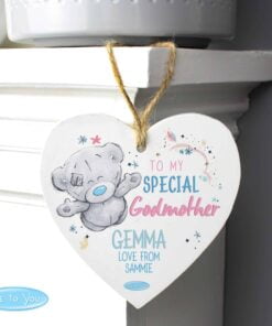 Personalised Me to You Godmother Wooden Heart Decoration