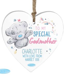Personalised Me to You Godmother Wooden Heart Decoration
