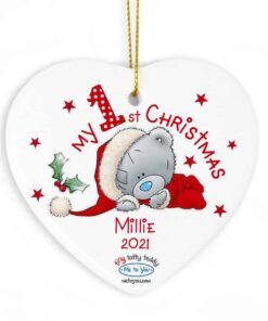 Personalised Me to You My 1st Christmas Ceramic Heart Decoration