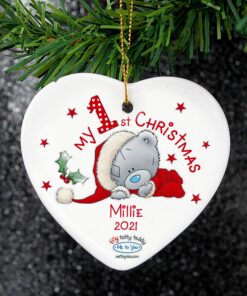 Personalised Me to You My 1st Christmas Ceramic Heart Decoration