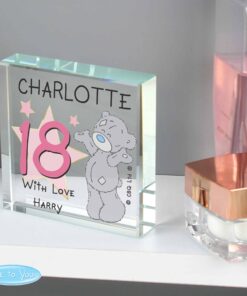 Personalised Me To You Sparkle & Shine Birthday Large Crystal Token