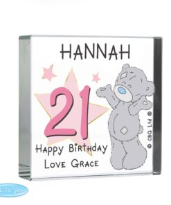 Personalised Me To You Sparkle & Shine Birthday Large Crystal Token
