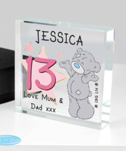Personalised Me To You Sparkle & Shine Birthday Large Crystal Token