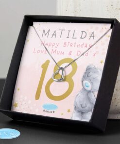 Personalised Me To You Sparkle & Shine Birthday Sentiment Silver Tone Necklace and Box