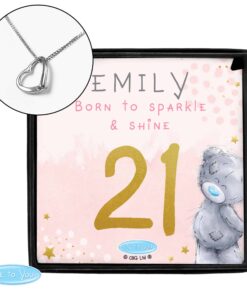 Personalised Me To You Sparkle & Shine Birthday Sentiment Silver Tone Necklace and Box