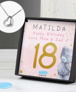 Personalised Me To You Sparkle & Shine Birthday Sentiment Silver Tone Necklace and Box