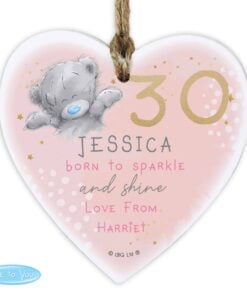 Personalised Me To You Sparkle & Shine Birthday Wooden Heart Decoration