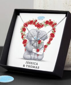 Personalised Me to You Valentine Sentiment Heart Necklace and Box