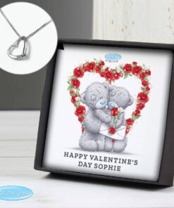 Personalised Me to You Valentine Sentiment Heart Necklace and Box