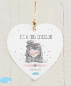 Personalised Me To You Wedding Couple Wooden Heart Decoration