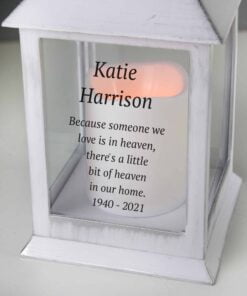 Personalised Memorial White Lantern