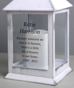 Personalised Memorial White Lantern
