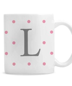 Personalised Monogram Pink Spot Mug