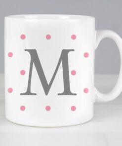 Personalised Monogram Pink Spot Mug