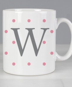 Personalised Monogram Pink Spot Mug