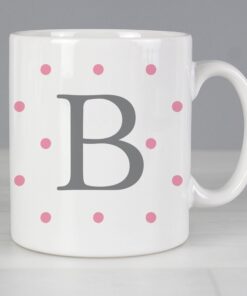 Personalised Monogram Pink Spot Mug