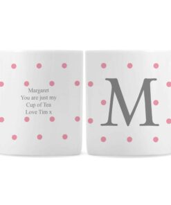 Personalised Monogram Pink Spot Mug