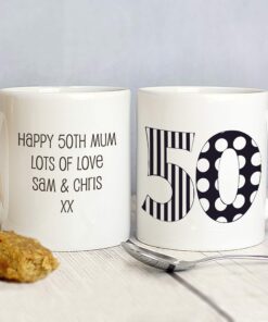 Personalised Monotone Numbers Mug