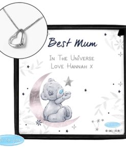 Personalised Moon & Stars Me To You Sentiment Silver Tone Necklace and Box