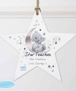 Personalised Moon & Stars Me To You Wooden Star Decoration