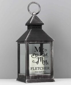 Personalised Mr and Mrs Rustic Black Lantern