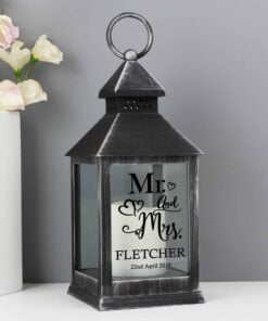 Personalised Mr and Mrs Rustic Black Lantern