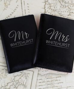 Personalised Mr & Mrs Black Passport Holders