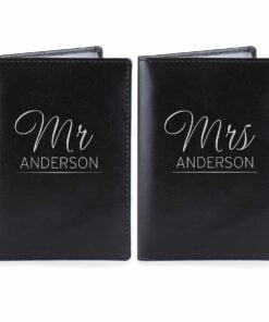 Personalised Mr & Mrs Black Passport Holders