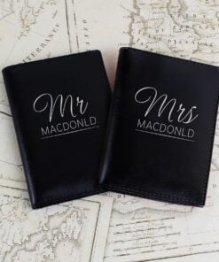 Personalised Mr & Mrs Black Passport Holders