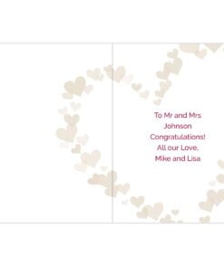 Personalised Mr & Mrs Confetti Hearts Wedding Card