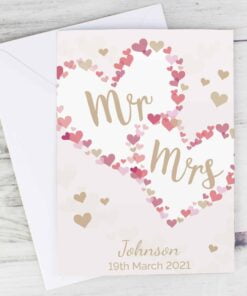 Personalised Mr & Mrs Confetti Hearts Wedding Card