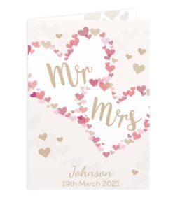 Personalised Mr & Mrs Confetti Hearts Wedding Card