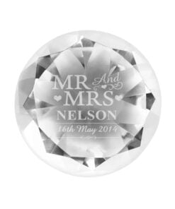 Personalised Mr & Mrs Diamond Paperweight