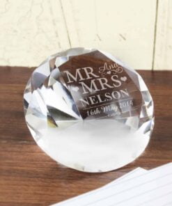 Personalised Mr & Mrs Diamond Paperweight