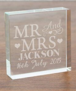 Personalised Mr & Mrs Large Crystal Token