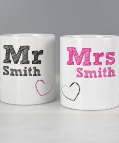 Personalised MR & MRS MUG SET