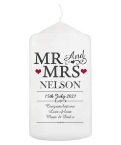 Personalised Mr & Mrs Pillar Candle