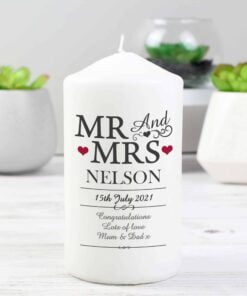Personalised Mr & Mrs Pillar Candle