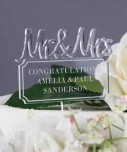 Personalised Mr & Mrs Plaque Acrylic Cake Topper