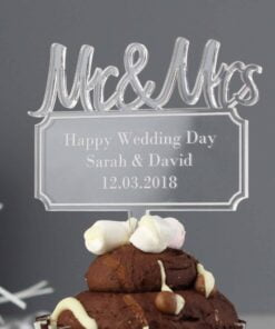 Personalised Mr & Mrs Plaque Acrylic Cake Topper