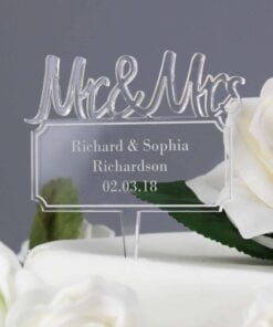 Personalised Mr & Mrs Plaque Acrylic Cake Topper