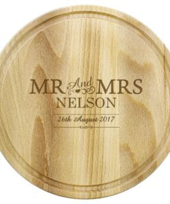 Personalised Mr & Mrs Round Chopping Board